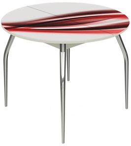 Кухонный стол раздвижной Ривьера - Круг, ноги метал. крашеные №24, ФП (Текстура №50) в Хабаровске