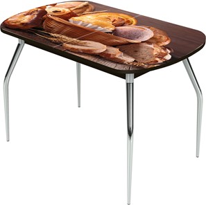 Кухонный раздвижной стол Ривьера исп.1 ноги метал. крашеные №24 Фотопечать (Хлеб №3 в Хабаровске
