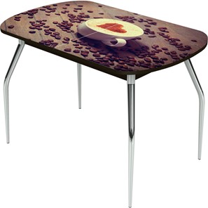 Кухонный раздвижной стол Ривьера исп.1 ноги метал. крашеные №24 Фотопечать (Кофе №20) в Хабаровске