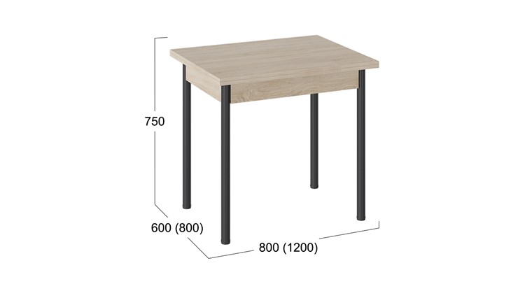 Обеденный раздвижной стол Родос тип 2 с опорой d40 (Черный муар/Дуб Сонома) в Хабаровске - изображение 2