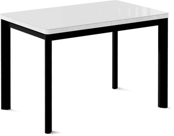 Кухонный стол раздвижной Токио-1G (ноги металлические черные, cтекло cristal/белый цемент) в Хабаровске - предосмотр