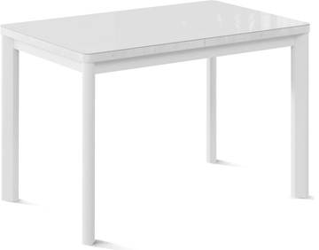 Кухонный стол раздвижной Токио-2G (ноги металлические белые, cтекло cristal/белый цемент) в Хабаровске