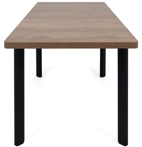 Кухонный стол раздвижной Токио-2L (ноги металлические черные, дуб табако) в Хабаровске - предосмотр 5