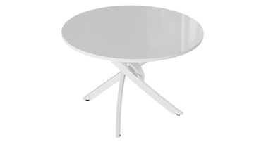 Кухонный обеденный стол Diamond тип 2 (Белый муар/Белый глянец) в Хабаровске - предосмотр