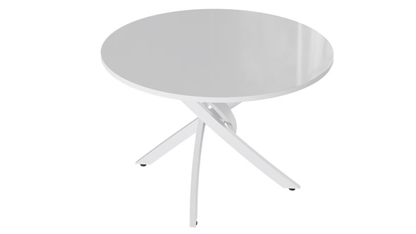 Кухонный обеденный стол Diamond тип 2 (Белый муар/Белый глянец) в Комсомольске-на-Амуре - изображение