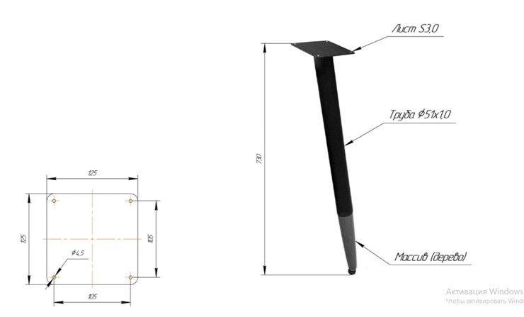 Кухонный стол SHT-TU12 (3 шт.)/ТT8 60/60 (черный/темный орех/прозрачный лак/коричневая сепия) в Комсомольске-на-Амуре - изображение 1