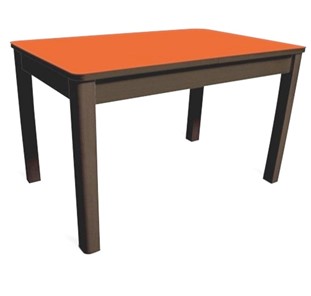 Обеденный стол Айсберг-06 СТ1, венге ЛДСП/стекло оранжевое/42 прямые массив венге в Хабаровске