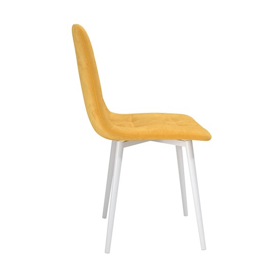 Обеденный стул Белла, велюр тенерифе куркума/Цвет металл белый в Хабаровске - изображение 2