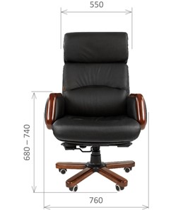Офисное кресло CHAIRMAN 417 кожа черная в Комсомольске-на-Амуре - предосмотр 1
