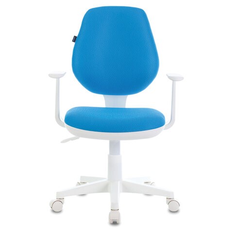 Компьютерное кресло Brabix Fancy MG-201W (с подлокотниками, пластик белый, голубое) 532411 в Хабаровске - изображение 1