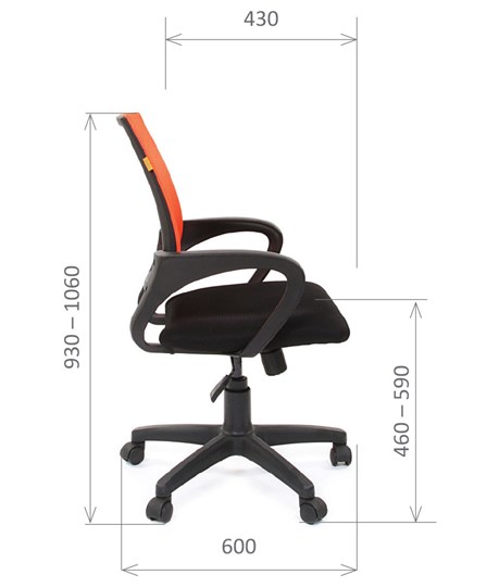 Офисное кресло CHAIRMAN 696 black Сетчатый акрил DW66 оранжевый в Хабаровске - изображение 2