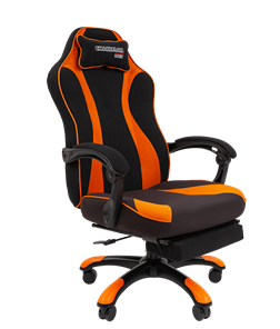 Игровое кресло CHAIRMAN GAME 35 с выдвижной подставкой для ног Ткань черная / Ткань оранжевая в Хабаровске