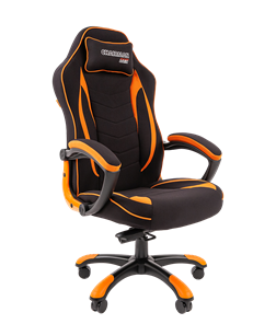 Кресло игровое CHAIRMAN GAME 28 Полиэстер комбинированная ткань оранжевый/черный в Комсомольске-на-Амуре