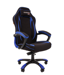 Кресло игровое CHAIRMAN GAME 28 Полиэстер комбинированная ткань синий/черный в Комсомольске-на-Амуре