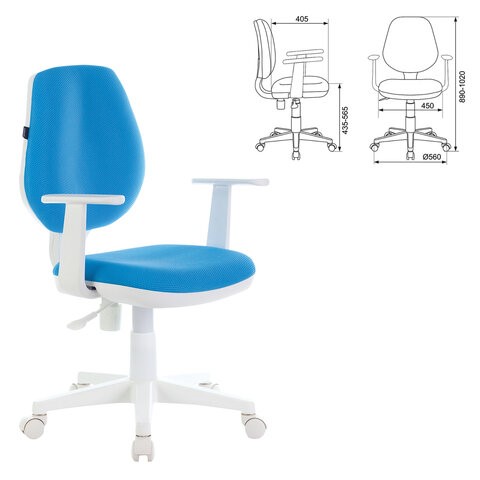 Компьютерное кресло Brabix Fancy MG-201W (с подлокотниками, пластик белый, голубое) 532411 в Хабаровске - изображение 4