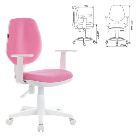 Компьютерное кресло Brabix Fancy MG-201W (с подлокотниками, пластик белый, розовое) 532409 в Хабаровске - изображение 3