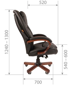 Кресло компьютерное CHAIRMAN 408 кожа черная в Хабаровске - предосмотр 2