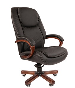 Кресло компьютерное CHAIRMAN 408 кожа черная в Хабаровске - предосмотр