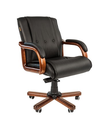 Кресло компьютерное CHAIRMAN 653M кожа черная в Хабаровске - изображение