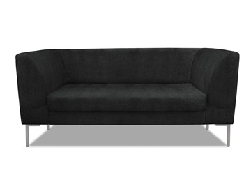 Мягкий офисный диван Сиеста 2-местный, ткань Сахара / черная С49 в Хабаровске
