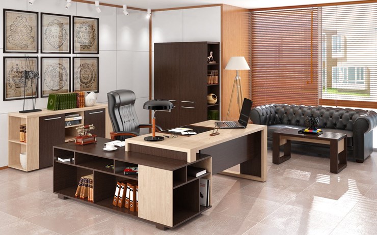 Кабинет руководителя ALTO с высоким шкафом для одежды, низким для документов и журнальным столиком в Хабаровске - изображение 2