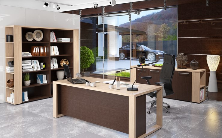 Кабинет руководителя ALTO с высоким шкафом для одежды, низким для документов и журнальным столиком в Хабаровске - изображение 3