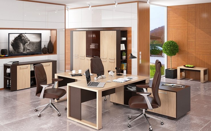 Кабинет руководителя ALTO с высоким шкафом для одежды, низким для документов и журнальным столиком в Хабаровске - изображение 5