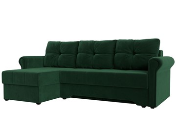 Угловой раскладной диван Леон боннель, Зеленый (Велюр) в Комсомольске-на-Амуре