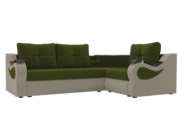 Угловой раскладной диван Митчелл, Зеленый/Бежевый (микровельвет) в Хабаровске
