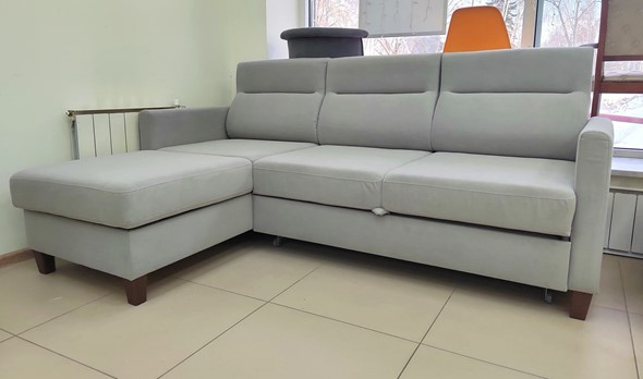 Угловой диван с оттоманкой Марсель Luma 13 серый велюр в Хабаровске - изображение