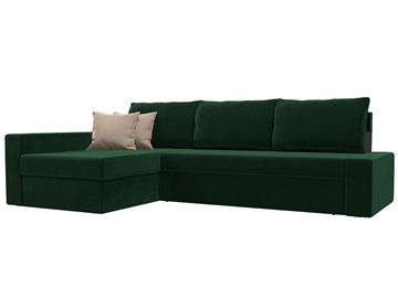 Угловой раскладной диван Версаль, Зеленый/Бежевый (велюр) в Комсомольске-на-Амуре