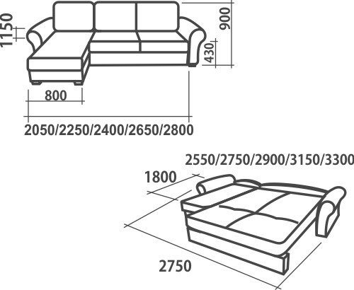 Угловой диван Аккордеон-1, 330 (круглые подлокотники) с коробом в Хабаровске - изображение 1