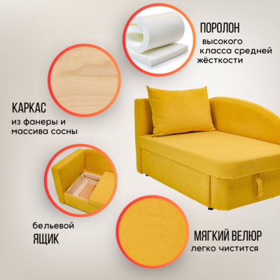 Мягкий диван левый Тедди желтый в Комсомольске-на-Амуре - изображение 18