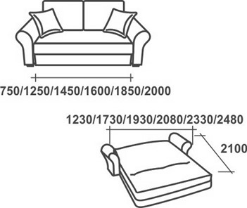 Прямой диван Аккордеон-1, 120 (круглые подлокотники) в Хабаровске - предосмотр 2