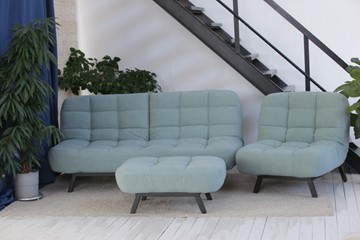 Комплект мебели Абри цвет мята кресло + диван + пуф опора металл в Хабаровске