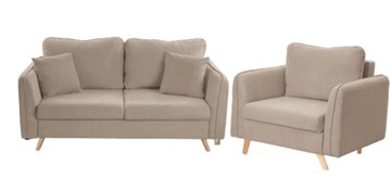 Комплект мебели Бертон бежевый диван+ кресло в Хабаровске