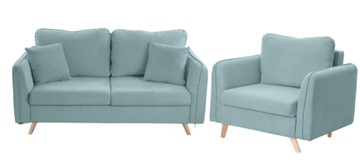 Комплект мебели Бертон голубой диван+ кресло в Хабаровске