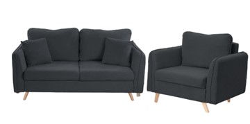 Комплект мебели Бертон графит диван+ кресло в Хабаровске