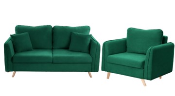 Комплект мебели Бертон изумрудный диван+ кресло в Хабаровске