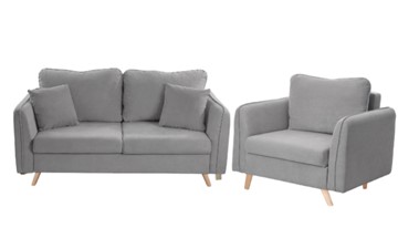Комплект мебели Бертон серый диван+ кресло в Хабаровске
