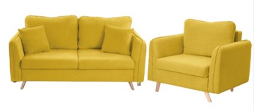 Комплект мебели Бертон желтый диван+ кресло в Хабаровске