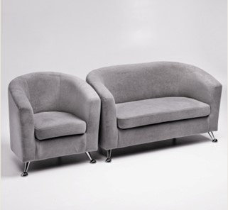 Комплект мебели Брамс  цвет серый диван 2Д + кресло в Комсомольске-на-Амуре