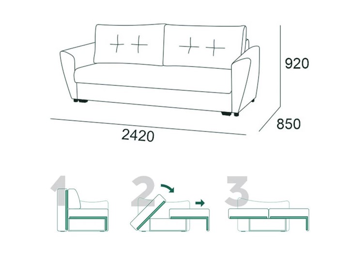 Прямой диван Мальта 1 К БД в Хабаровске - изображение 5