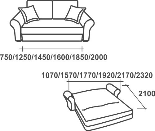 Прямой диван Аккордеон-1, 195 (прямые подлокотники) в Хабаровске - изображение 2