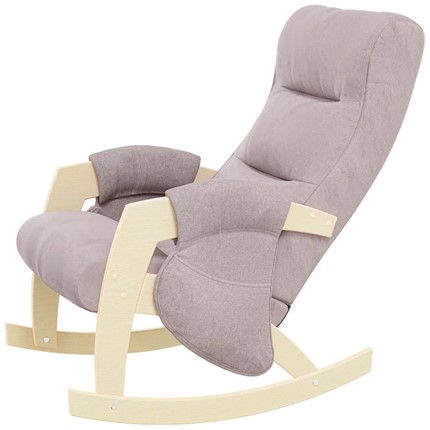 Кресло-качалка ЭЛИТ с карманами Джанни (каркас дуб, сиденье серо-розовое) в Комсомольске-на-Амуре - изображение