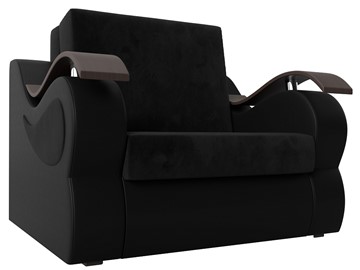 Кресло-кровать Меркурий (60), Черный\Черный (Велюр\Экокожа) в Хабаровске