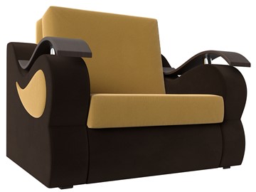 Кресло раскладное Меркурий (60), Желтый\коричневый (Микровельвет\Экокожа) в Хабаровске - предосмотр