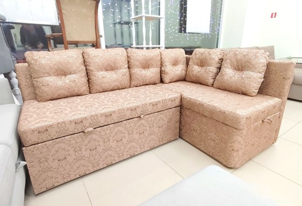 Угловой кухонный диван Яшма 1 ДУ Весь в ткани Жаккард AFINA 06 в Комсомольске-на-Амуре - изображение