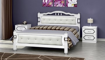 Спальная кровать Карина-11 (Белый Жемчуг, светлая обивка) 140х200 в Хабаровске