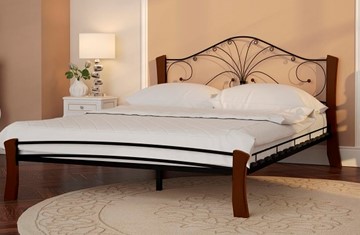Спальная кровать Фортуна 4 Лайт, 1600, черный/махагон в Хабаровске